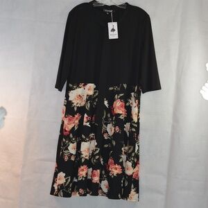 BEDOAR Black /Floral Dress NWT SZ 18